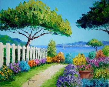 Landscapes Painting - Garden near the sea